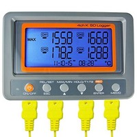 [해외] AZ Instruments 4 Channel K Type Thermometer SD Card Data Logger Thermocouple Temperature + 2 Bead Type K-Thermocouple Probe (Main Unit A0188598)