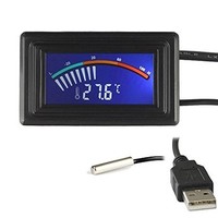 [해외] Keynice Digital Thermometer, Temperature Sensor USB Power Supply, Fahrenheit degree and Degrees Celsius color LCD Display, High Accurate-Black