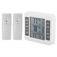[해외] Refrigerator Thermometer, Wireless Indoor Outdoor Digital Thermometer, 2 PCS Remote Sensor Temperature Monitor Gauge with Audible Alarm, Min/Max Record for Home Fridge Freezer (Bat