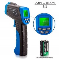 [해외] HOLDPEAK 981C Non-Contact Digital Laser Infrared Thermometer Temperature Gun Instant-read -58 to 1022℉ (-50 to 550℃) with 9V Battery and Emissivity 0.1-1.0(Adjustable)