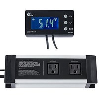 [해외] Poniie PN160 Digital Temperature Controller 2-Stage Controlled Outlet Thermostat for Reptile, Heat Mat and Brewing, w/Calibration and Compressor Protection