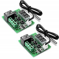 [해외] HiLetgo 2pcs W1209 12V DC Digital Temperature Controller Board Micro Digital Thermostat -50-110°C Electronic Temperature Temp Control Module Switch with 10A One-channel Relay and W