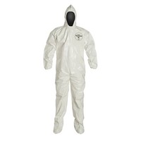 [해외] DuPont Tychem 4000 SL122B Chemical Resistant Coverall with Hood and Boots, Disposable, Bound Seams, Elastic Cuff, White, 3XL (Pack of 12)