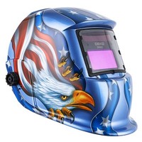 [해외] Solar Powered Welding Helmet Auto Darkening Hood with Adjustable Shade Range 4/9-13 for Mig Tig Arc Welder Mask Blue Eagle Design